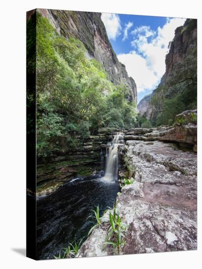 A Waterfall in a Gorge in Chapada Diamantina National Park-Alex Saberi-Stretched Canvas