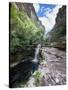 A Waterfall in a Gorge in Chapada Diamantina National Park-Alex Saberi-Stretched Canvas