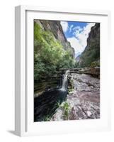 A Waterfall in a Gorge in Chapada Diamantina National Park-Alex Saberi-Framed Photographic Print