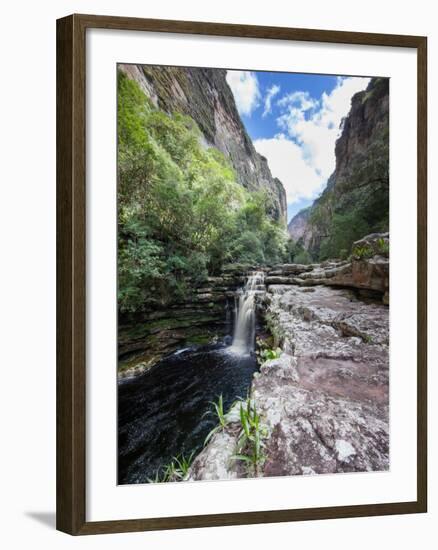 A Waterfall in a Gorge in Chapada Diamantina National Park-Alex Saberi-Framed Photographic Print
