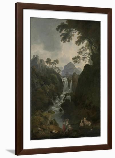 A Waterfall with Bathers, C.1800-17-Julius Caesar Ibbetson-Framed Giclee Print