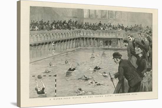 A Waterpolo Match at the Crown Baths-null-Stretched Canvas