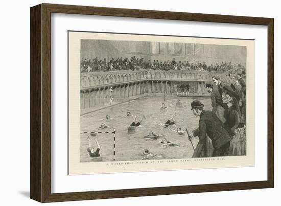 A Waterpolo Match at the Crown Baths-null-Framed Giclee Print