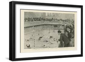 A Waterpolo Match at the Crown Baths-null-Framed Giclee Print