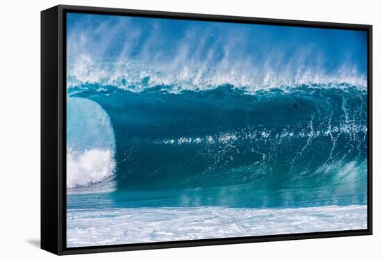 A wave at the famous Banzai Pipeline, North Shore, Oahu, Hawaii-Mark A Johnson-Framed Stretched Canvas