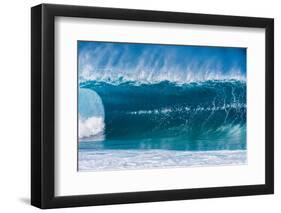 A wave at the famous Banzai Pipeline, North Shore, Oahu, Hawaii-Mark A Johnson-Framed Premium Photographic Print