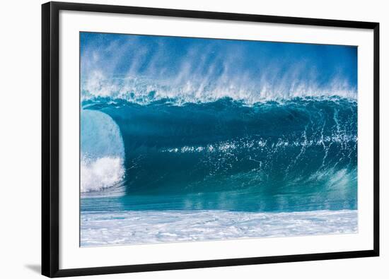 A wave at the famous Banzai Pipeline, North Shore, Oahu, Hawaii-Mark A Johnson-Framed Photographic Print