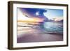 A Wave Crashes Over A Pink Sand Beach In The Bahamas At Sunset-Erik Kruthoff-Framed Photographic Print