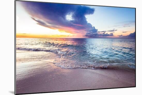 A Wave Crashes Over A Pink Sand Beach In The Bahamas At Sunset-Erik Kruthoff-Mounted Photographic Print