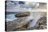 A Wave Created by the Strong Wind over Devils Bridge, Antigua, Leeward Islands, West Indies-Roberto Moiola-Stretched Canvas