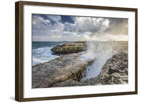 A Wave Created by the Strong Wind over Devils Bridge, Antigua, Leeward Islands, West Indies-Roberto Moiola-Framed Photographic Print