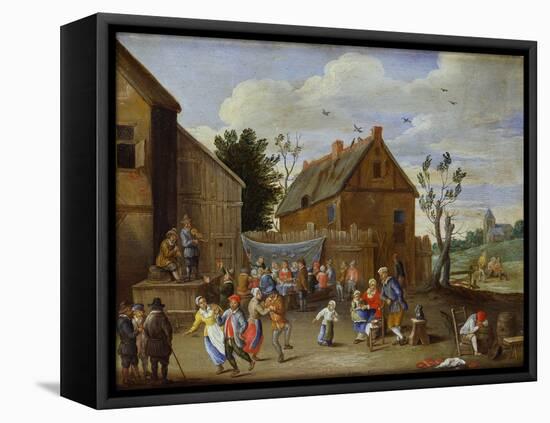 A Wedding Feast in a Courtyard of an Inn-Jan van Kessel the Elder-Framed Stretched Canvas