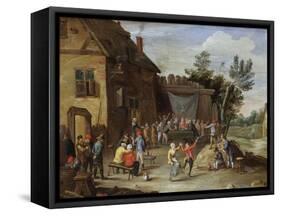 A Wedding Feast in the Courtyard of a Village Inn-Jan van Kessel-Framed Stretched Canvas