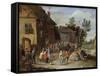 A Wedding Feast in the Courtyard of a Village Inn-Jan van Kessel-Framed Stretched Canvas