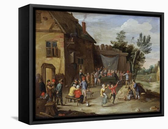 A Wedding Feast in the Courtyard of a Village Inn-Jan van Kessel the Elder-Framed Stretched Canvas