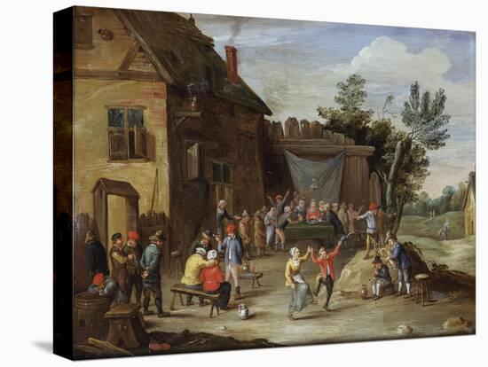 A Wedding Feast in the Courtyard of a Village Inn-Jan van Kessel the Elder-Stretched Canvas