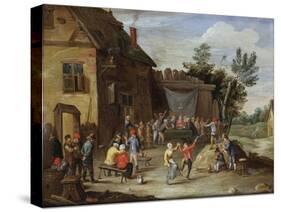 A Wedding Feast in the Courtyard of a Village Inn-Jan van Kessel the Elder-Stretched Canvas