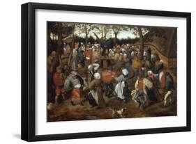 A Wedding Feast with Peasants Dancing-Pieter Bruegel the Elder-Framed Giclee Print