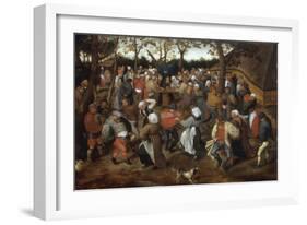 A Wedding Feast with Peasants Dancing-Pieter Bruegel the Elder-Framed Giclee Print