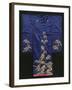 A Wedding Furisode of Midnight Blue Satin, Embroidered with Pine Trees in Couched Gilt Threads,…-null-Framed Giclee Print