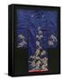 A Wedding Furisode of Midnight Blue Satin, Embroidered with Pine Trees in Couched Gilt Threads,…-null-Framed Stretched Canvas