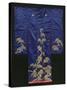 A Wedding Furisode of Midnight Blue Satin, Embroidered with Pine Trees in Couched Gilt Threads,…-null-Stretched Canvas