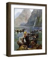 A Wedding Procession on Boats, Norway-null-Framed Giclee Print