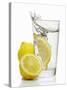 A Wedge of Lemon Falling into a Glass of Water-Kröger & Gross-Stretched Canvas