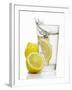 A Wedge of Lemon Falling into a Glass of Water-Kröger & Gross-Framed Photographic Print