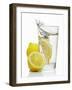 A Wedge of Lemon Falling into a Glass of Water-Kröger & Gross-Framed Photographic Print