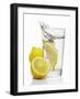 A Wedge of Lemon Falling into a Glass of Water-Kröger & Gross-Framed Photographic Print