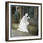 A Weeping Young Woman on the Steps of the Funerary Chapel at the Monumental Cemetery of Staglieno-Leon, Levy et Fils-Framed Photographic Print