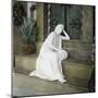 A Weeping Young Woman on the Steps of the Funerary Chapel at the Monumental Cemetery of Staglieno-Leon, Levy et Fils-Mounted Photographic Print