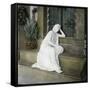 A Weeping Young Woman on the Steps of the Funerary Chapel at the Monumental Cemetery of Staglieno-Leon, Levy et Fils-Framed Stretched Canvas