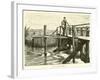 A Weir, with Fixed Bridge-null-Framed Giclee Print