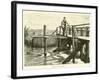 A Weir, with Fixed Bridge-null-Framed Giclee Print