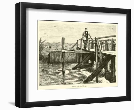 A Weir, with Fixed Bridge-null-Framed Giclee Print