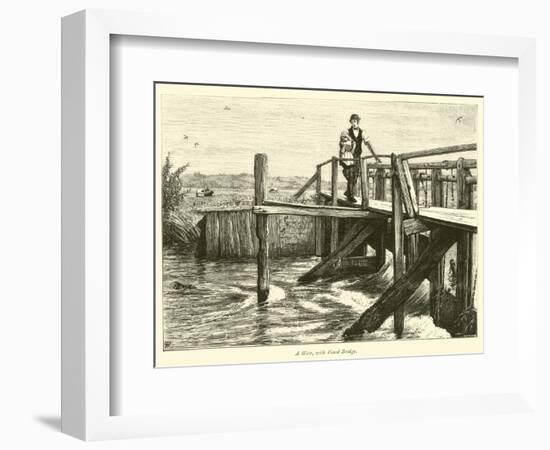 A Weir, with Fixed Bridge-null-Framed Giclee Print