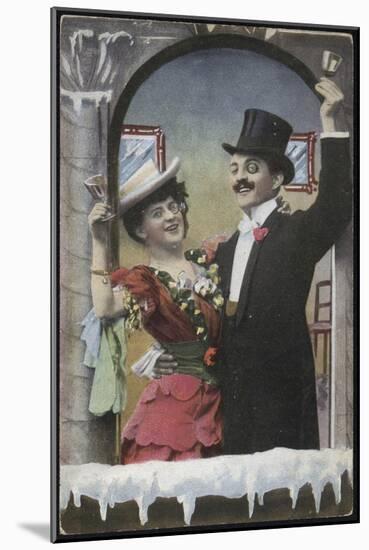 A Well-Dressed Couple Pictured Laughing-null-Mounted Giclee Print