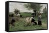 A Well-Guarded Cow-Edouard Debat-Ponsan-Framed Stretched Canvas