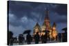 A Wet Evening in Red Square.-Jon Hicks-Stretched Canvas