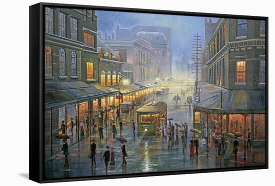 A Wet Evening - Sydney-John Bradley-Framed Stretched Canvas