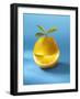 A Wet Orange with Leaves and a Slice Cut Out-null-Framed Photographic Print