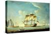 A Whaler and Other Vessels in a Light Breeze, C.1790 (Oil on Canvas)-John Askew-Stretched Canvas
