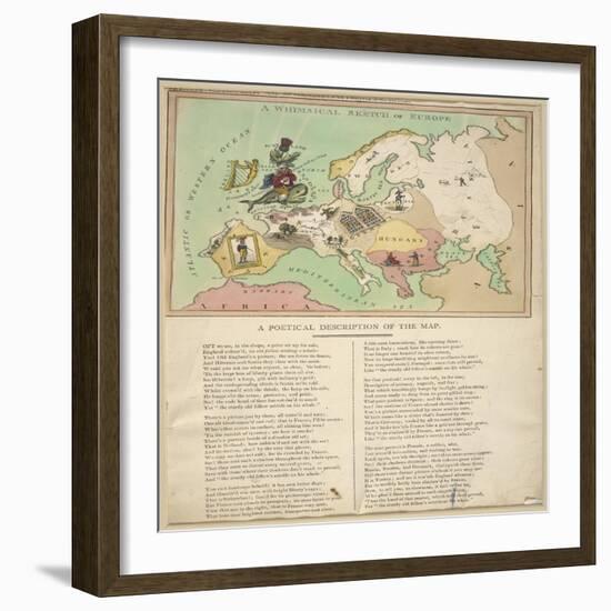 A Whimsical Sketch of Europe with A Poetic Description of the Map, 1806-null-Framed Giclee Print