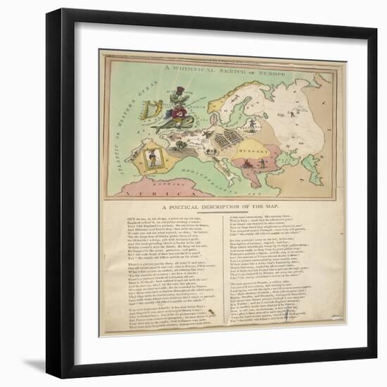 A Whimsical Sketch of Europe with A Poetic Description of the Map, 1806-null-Framed Giclee Print