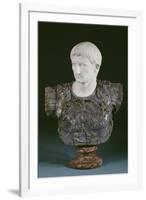 A White and Grey Marble Bust of the Emperor Augustus, Late 19th Century-null-Framed Giclee Print
