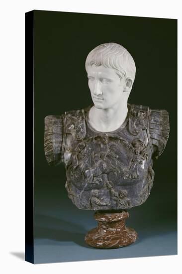 A White and Grey Marble Bust of the Emperor Augustus, Late 19th Century-null-Stretched Canvas