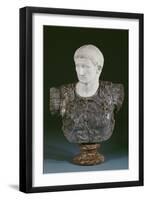 A White and Grey Marble Bust of the Emperor Augustus, Late 19th Century-null-Framed Giclee Print