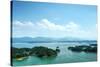 A white boat making its way across Qiandao (Thousand Islands) Lake, Chunan, Zhejiang, China, Asia-Andreas Brandl-Stretched Canvas